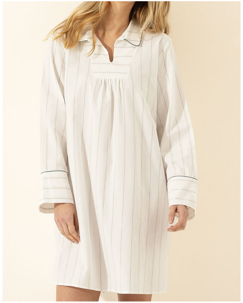 Chemise de nuit Chaîne et trame 100% coton Le Chat Astrée (Ecru)