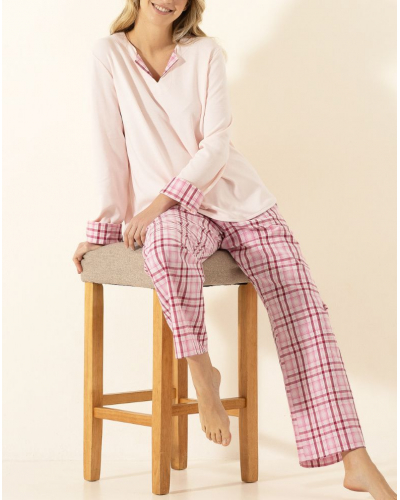 Pyjama Interlock 100% coton Warp and weft Le Chat Aube (Bois de rose)