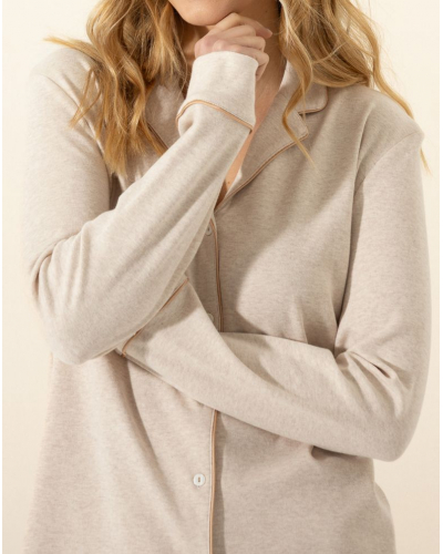 Pijama Interlock 100 % Algodón Le Chat Songe (Beige chiné)