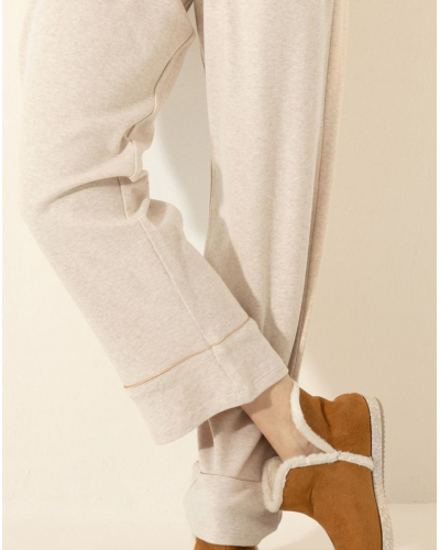 Pyjama Interlock 100% coton Le Chat Songe (Beige chiné)