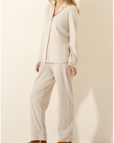 Pyjama Interlock 100% Cotton Le Chat Songe (Beige chiné)