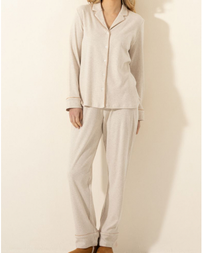 Pyjama Interlock 100% Cotton Le Chat Songe (Beige chiné)