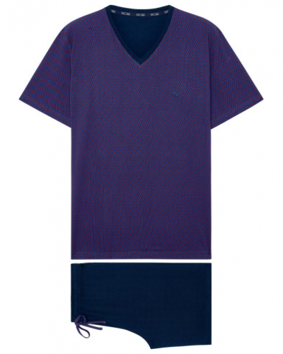 Pyjama court en Modal Coton HOM Fats (Imprimé Bicolore)