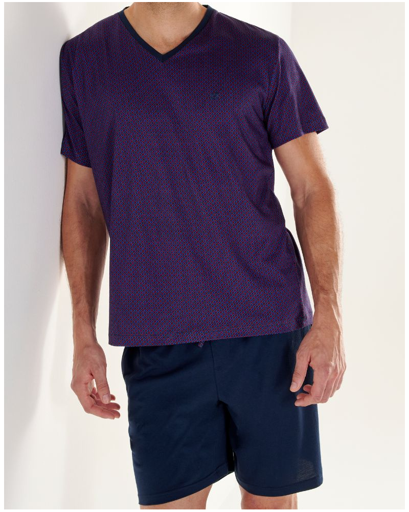 Pyjama court en Modal Coton HOM Fats (Imprimé Bicolore)