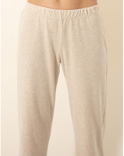 Pijama de Terciopelo de Algodón Le Chat Pilate (Beige chiné/Ecru)