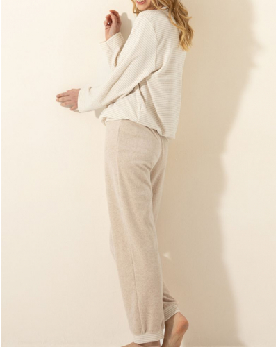 Pijama de Terciopelo de Algodón Le Chat Pilate (Beige chiné/Ecru)