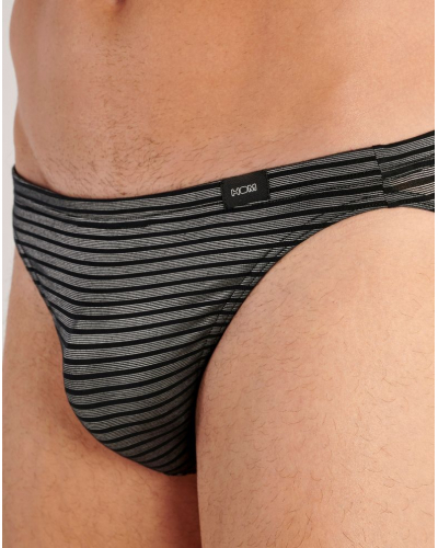 Micro calzoncillo comodidad HOM Monsieur modal (Noir rayures)