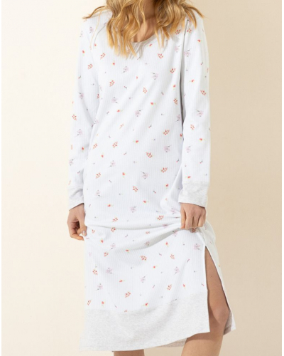 Long Nightdress 100% Cotton Interlock Le Chat Songe (Ciel)