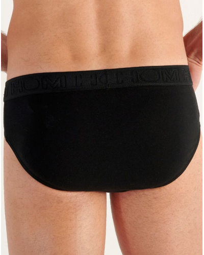 Lotte de 2 mini calzoncillo en algodón HO1 HOM Tom (Noir/Imprimé Noir)