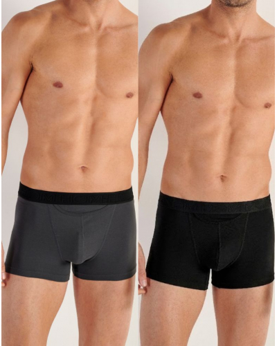Set of 2 cotton boxers HO1 HOM Boxerlines (Noir/Gris)