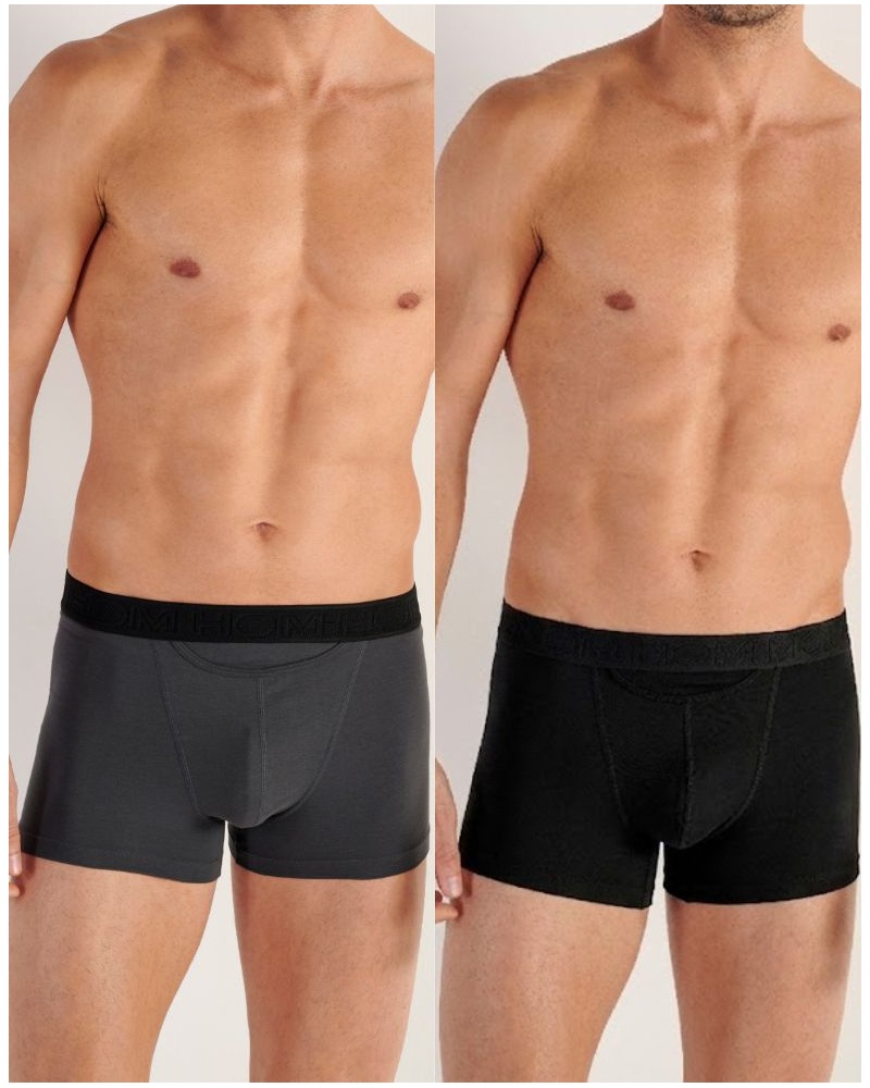 Lot de 2 boxers en coton HO1 HOM Boxerlines (Noir/Gris)