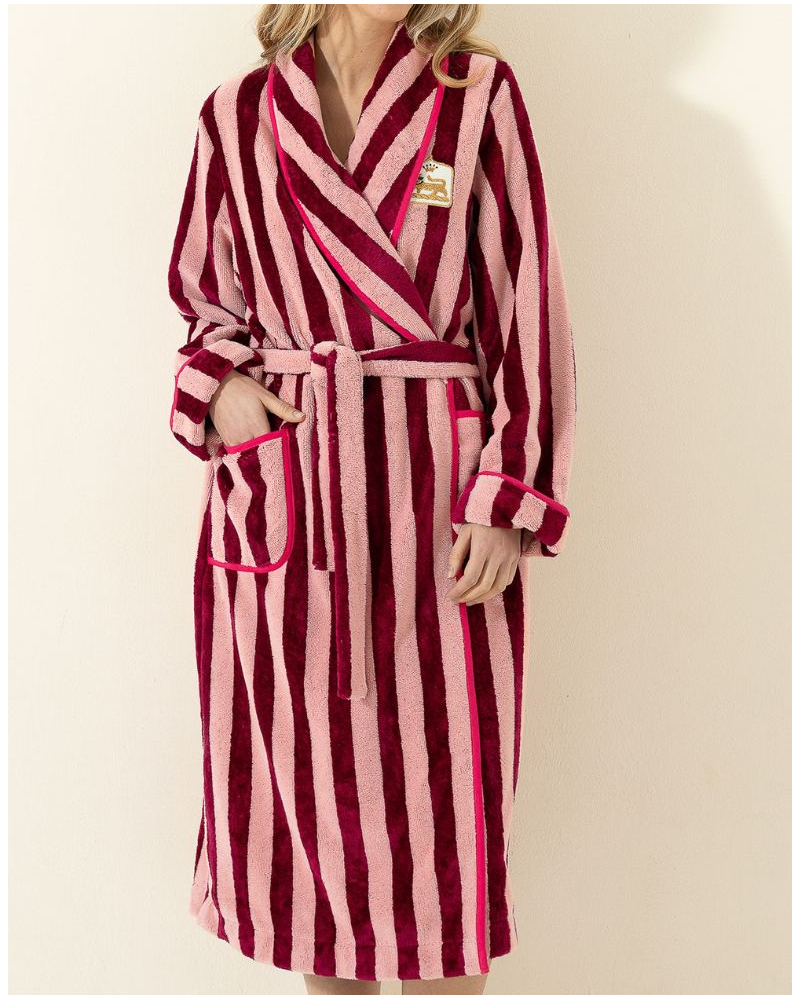 Terry Bathrobe La Suite x Le Chat (Rose rayé)