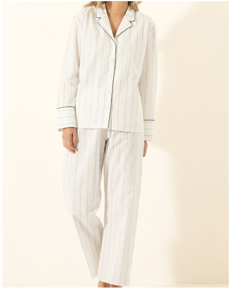 Pyjama 100% coton Chaîne et trame Le Chat Astrée (Ecru)