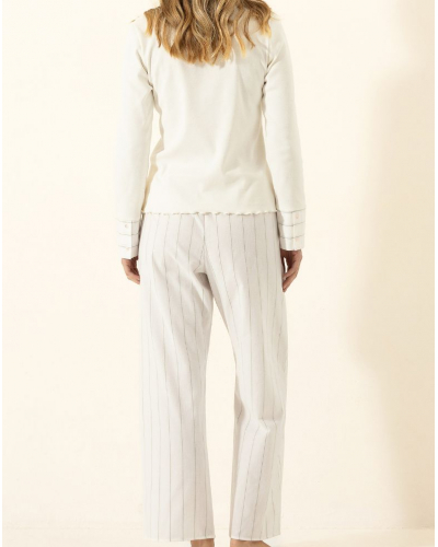 Pyjama coton Chaîne et trame Le Chat Astrée (Ecru)
