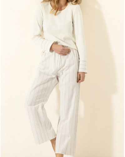 Pyjama coton Chaîne et trame Le Chat Astrée (Ecru)