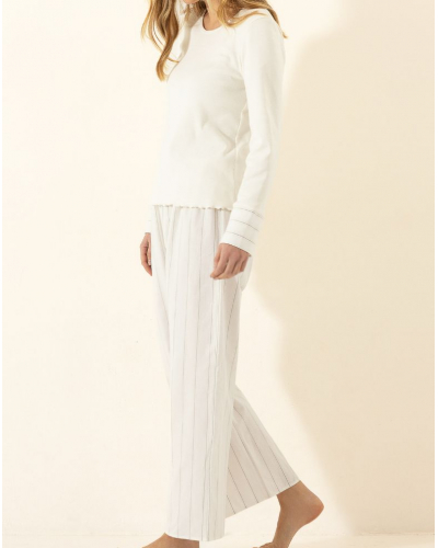 Pyjamas Cotton Warp and Weft Le Chat Astrée (Ecru)