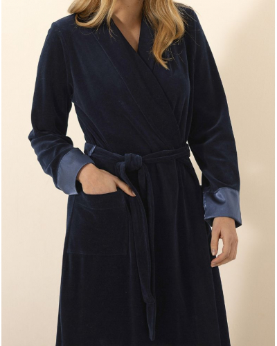 Velvet Bathrobe Le Chat Essentiel (Marine)