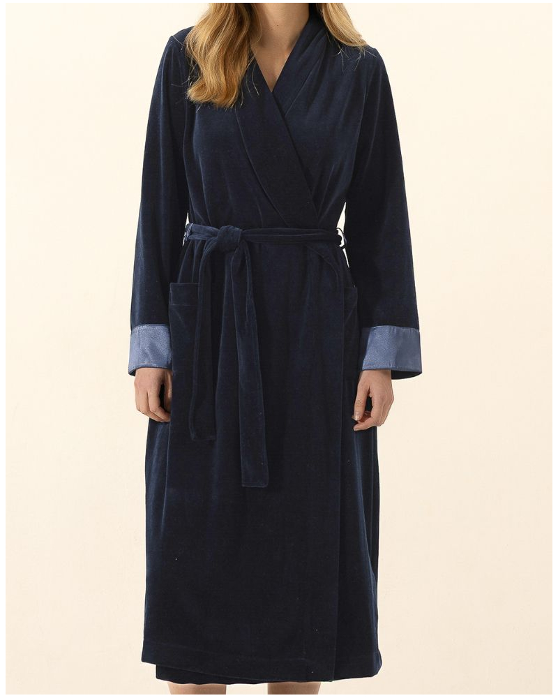 Velvet Bathrobe Le Chat Essentiel (Marine)