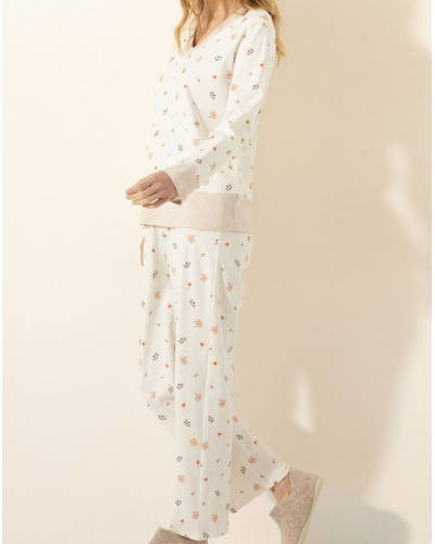 Pijama Interlock 100 % Algodón Le Chat Songe (Beige)
