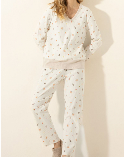 Pyjama Interlock 100% coton Le Chat Songe (Beige)