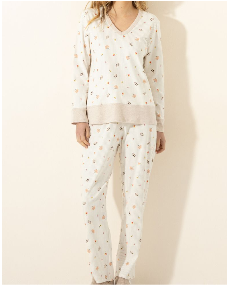 Pyjama Interlock 100% Cotton Le Chat Songe (Beige)