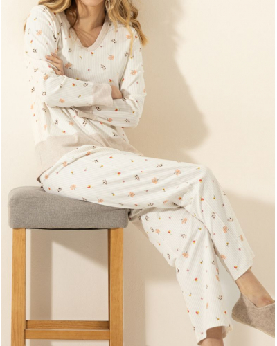 Pyjama Interlock 100% Cotton Le Chat Songe (Beige)