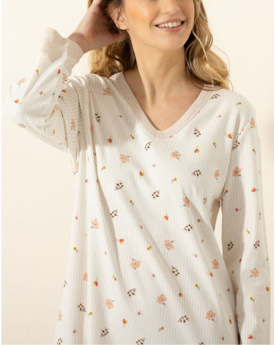 Nightshirt Interlock 100% Cotton Le Chat Songe (Beige)