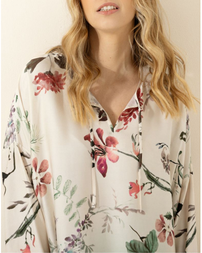 Chemise de nuit chaîne et trame Le Chat Japandi (Multico)