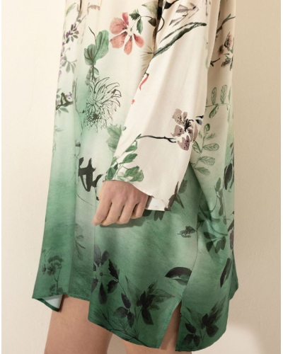 Chemise de nuit chaîne et trame Le Chat Japandi (Multico)