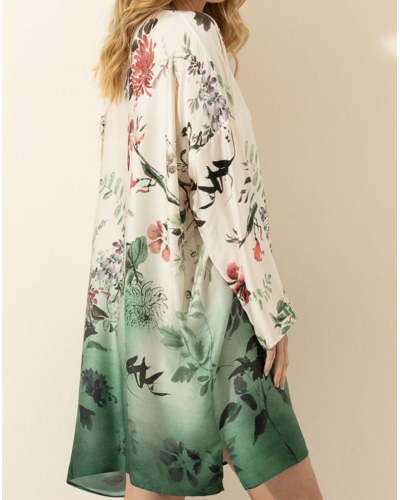Chemise de nuit chaîne et trame Le Chat Japandi (Multico)