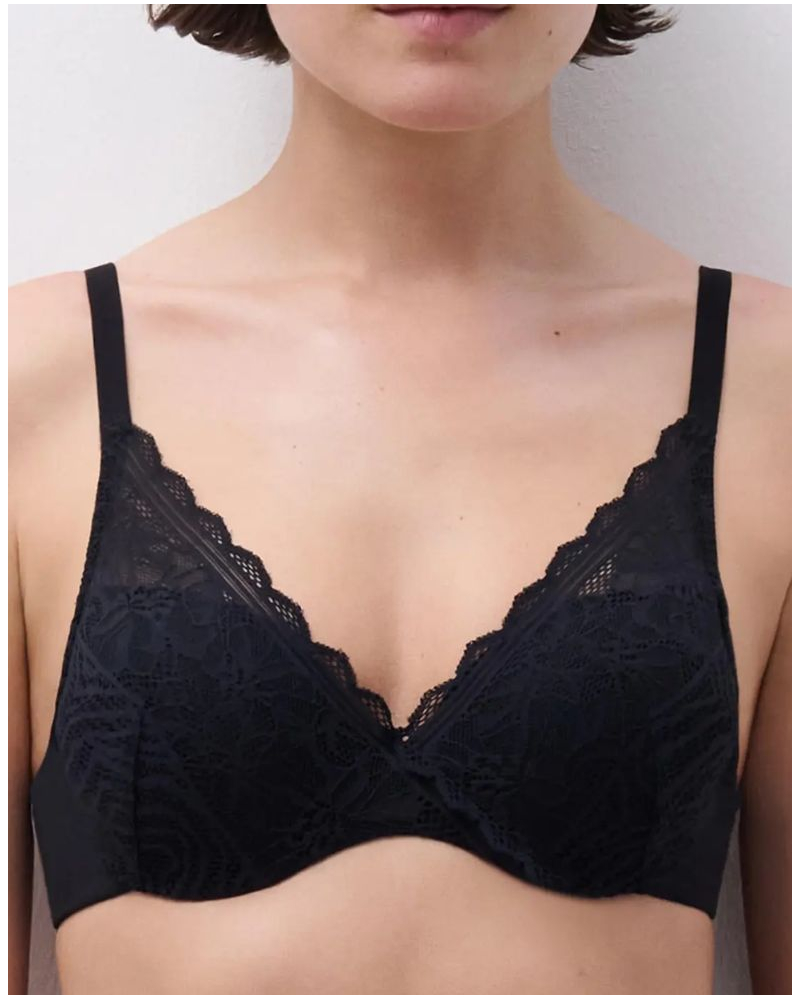 Sujetador preformado memory envolvente Chantelle Floral Touch (Negro)