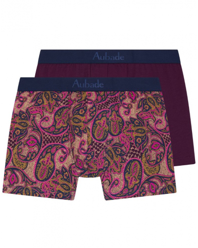Lot de 2 boxers Aubade Men (Fleurs de boteh/Bordeaux)
