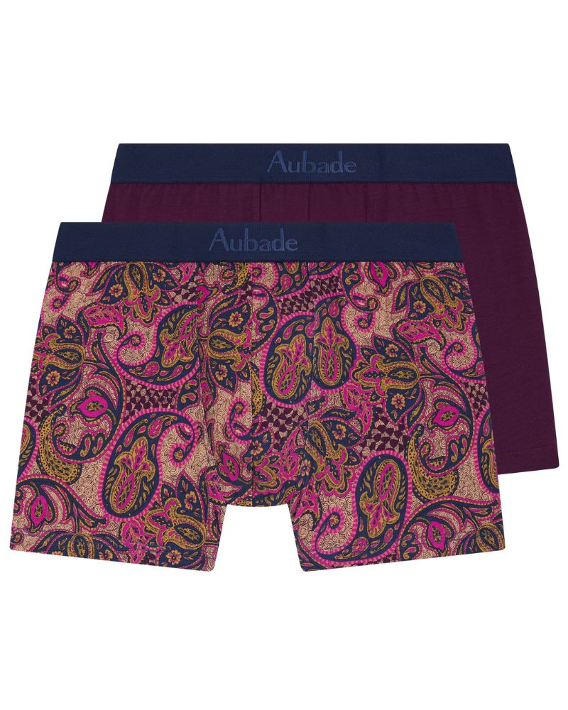 Lot de 2 boxers Aubade Men (Fleurs de boteh/Bordeaux)