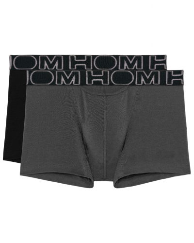 Pack of 2 cotton boxers HO1 HOM Boxerlines (Noir/Gris)
