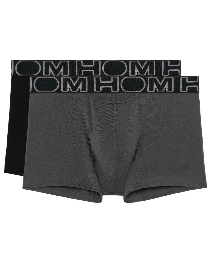 Pack of 2 cotton boxers HO1 HOM Boxerlines (Noir/Gris)
