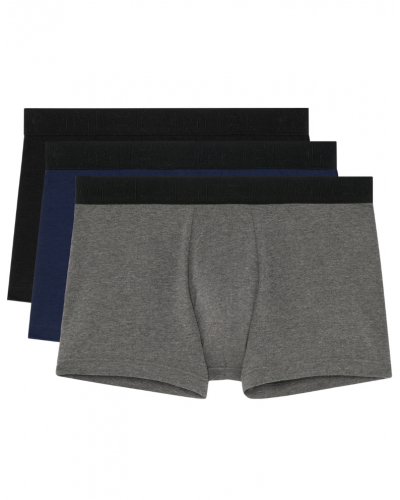 Paquete de 3 boxers en algodón HO1 HOM Boxerlines (Noir/Marine/Gris chiné)