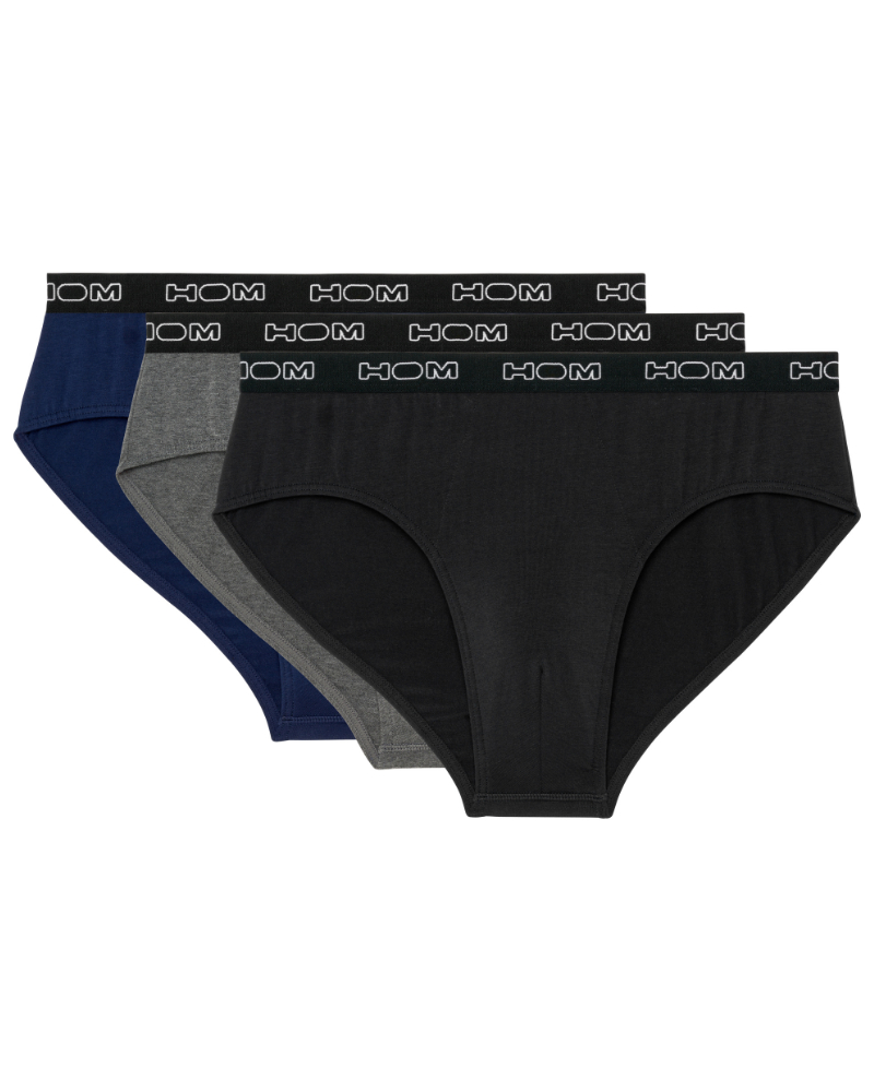 Set of 3 HOM Boxerlines mini briefs (Noir/Marine/Gris chiné)