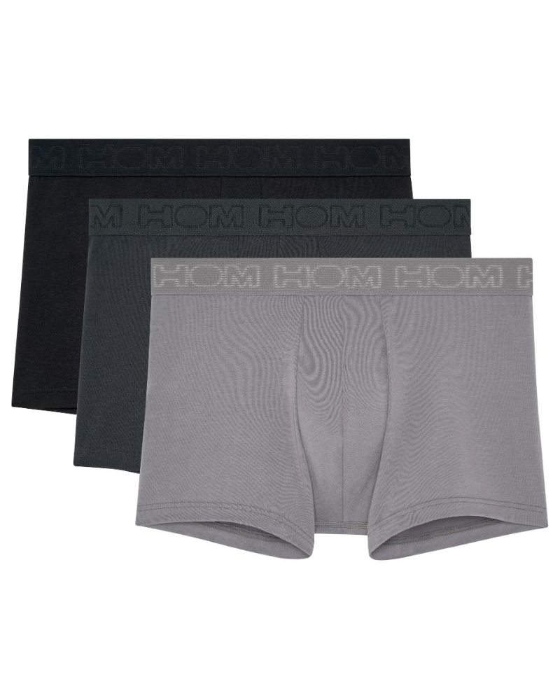 Lot de 3 boxers en coton HOM Armand (Noir/Gris clair/Gris foncé)