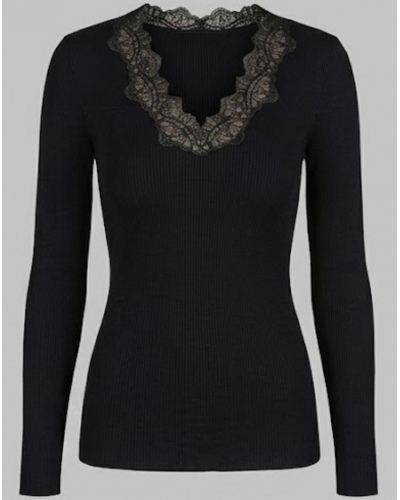 T-shirt manches longues Moretta laine & soie 5339N (Noir)