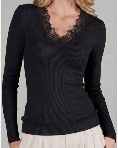 Camiseta de manga larga Moretta lana & seda 5339N (Negro)