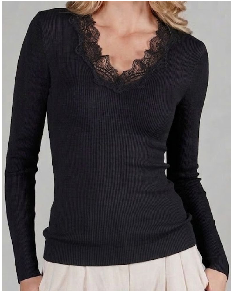 Long-sleeve t-shirt Moretta wool & silk 5339N (Black)