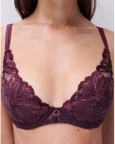 Plunge padded bra Chantelle Illusion (Aubergine Lurex)