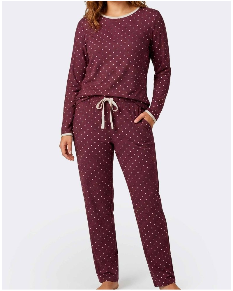 Long Pyjama cotton and modal Impetus Bellune (Imprimé Pois)