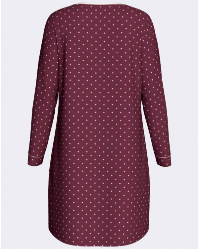 Long-sleeved nightgown cotton and modal Impetus Bellune (Imprimé Pois)