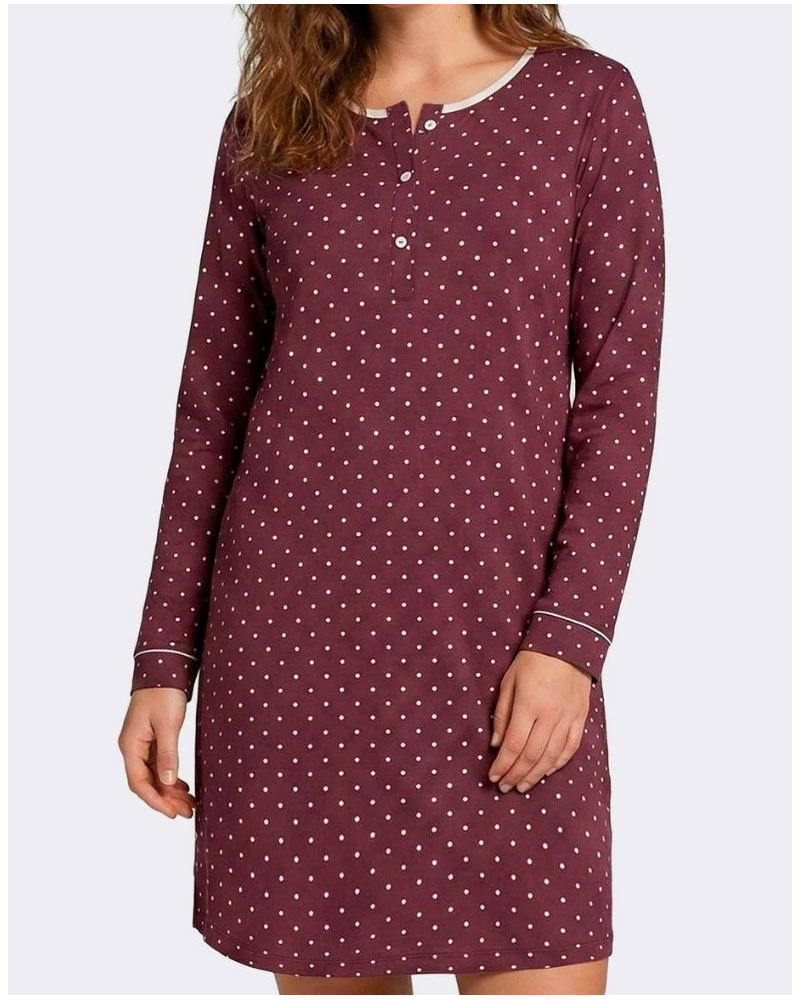 Camisón mangas largas algodón y modal Impetus Bellune (Imprimé Pois)