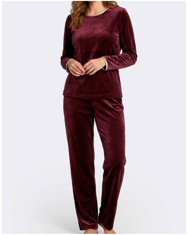Pyjama long coton et modal Impetus Velvyn (Bordeaux)
