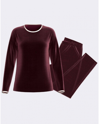 Long Pyjama cotton and modal Impetus Velvyn (Bordeaux)