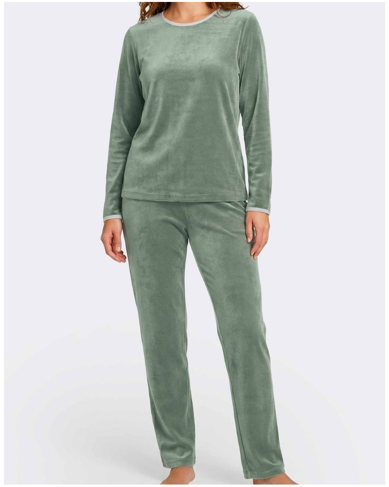 Pyjama long coton et modal Impetus Velvyn (Vert)