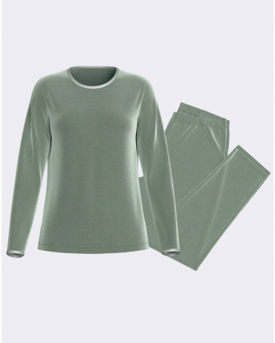 Pyjama long coton et modal Impetus Velvyn (Vert)