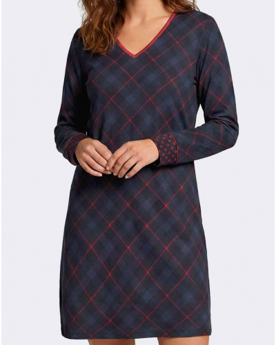 Chemise de nuit à manches longues coton et modal Impetus Luxe (Imprimé Losanges)